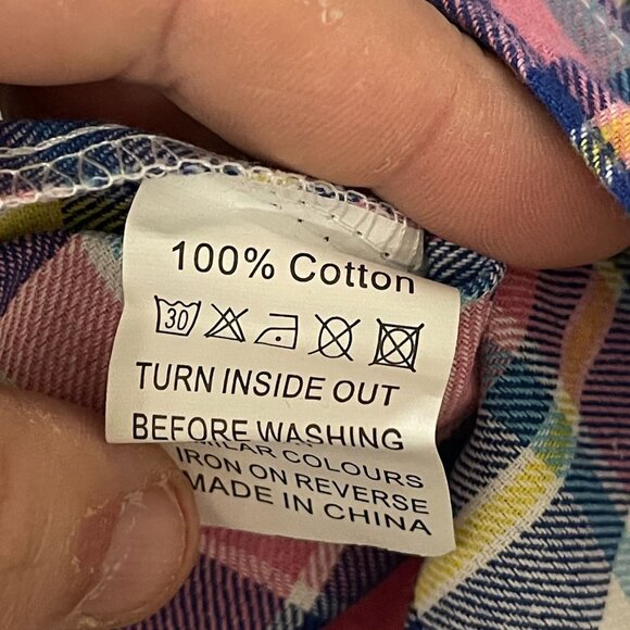 Reclaimed Vintage Raw Hem Plaid Short Sleeve Button Up Mens Medium - Picture 6 of 8